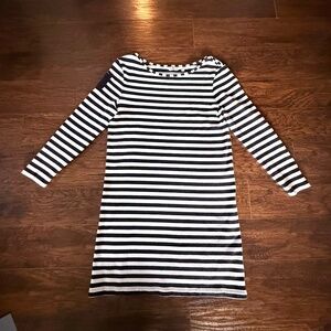 Vineyard Vines Blue & White Stripe Dress Long Sleeve Boat Neck Size XS
